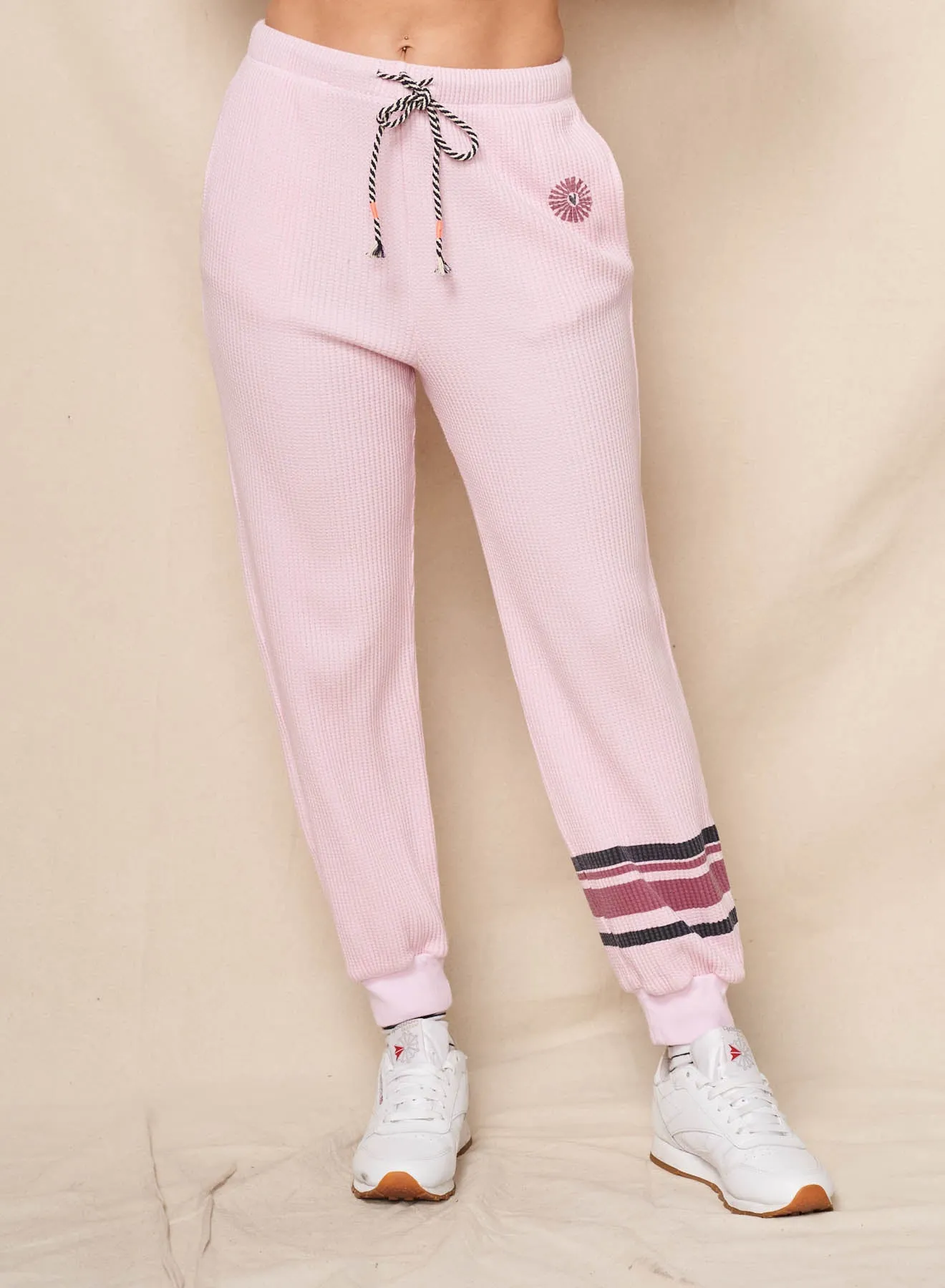 Sundry Heart Sun Stripes Jogger in Ballerina Pink sold by Sundry