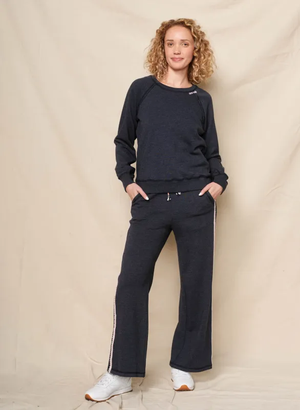 Sundry Amour Embroidery Sweatshirt & Lounge Pant in Deep Navy sold by Sundry