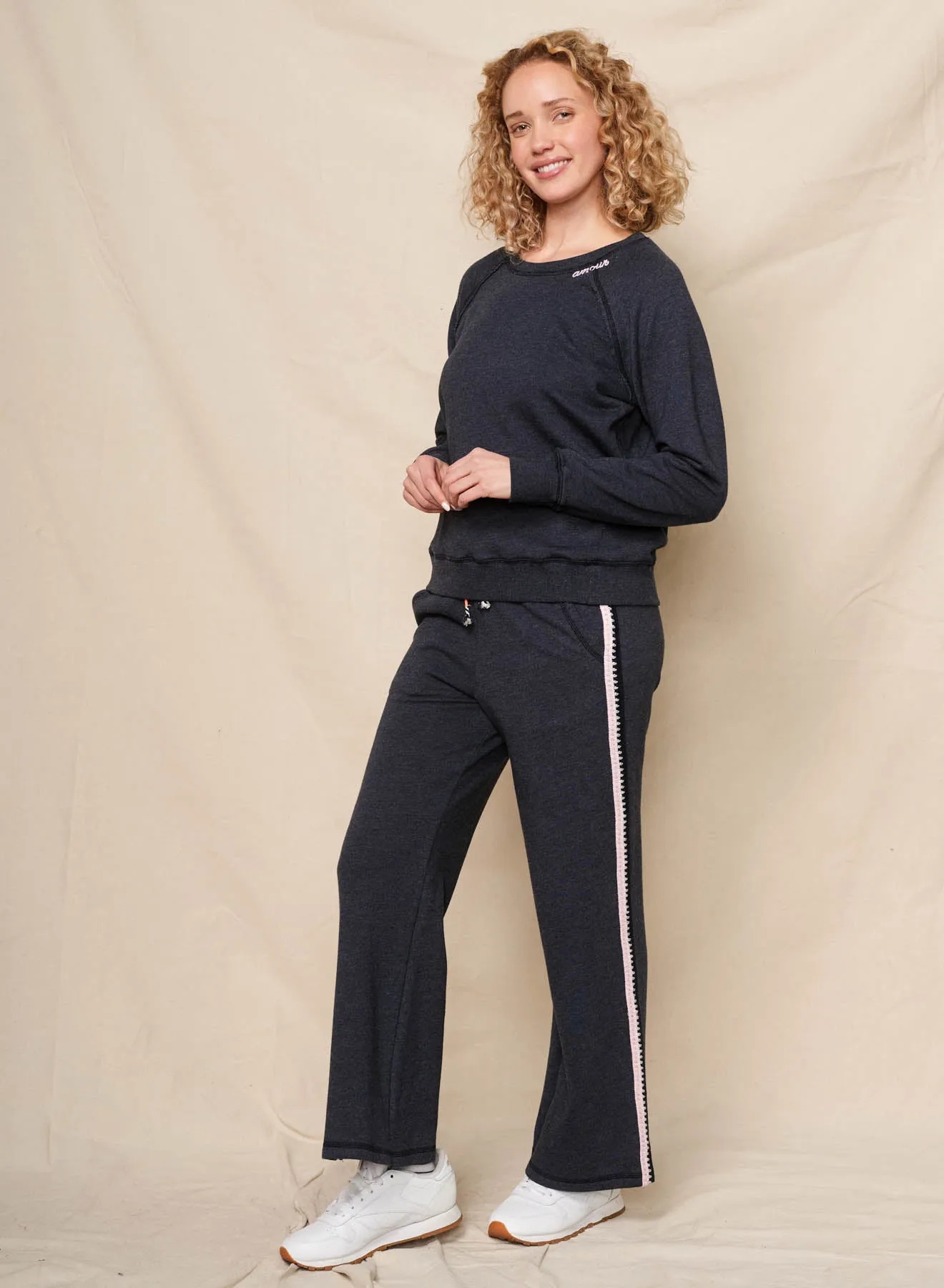 Sundry Amour Embroidery Sweatshirt & Lounge Pant in Deep Navy sold by Sundry product image thumbnail 2
