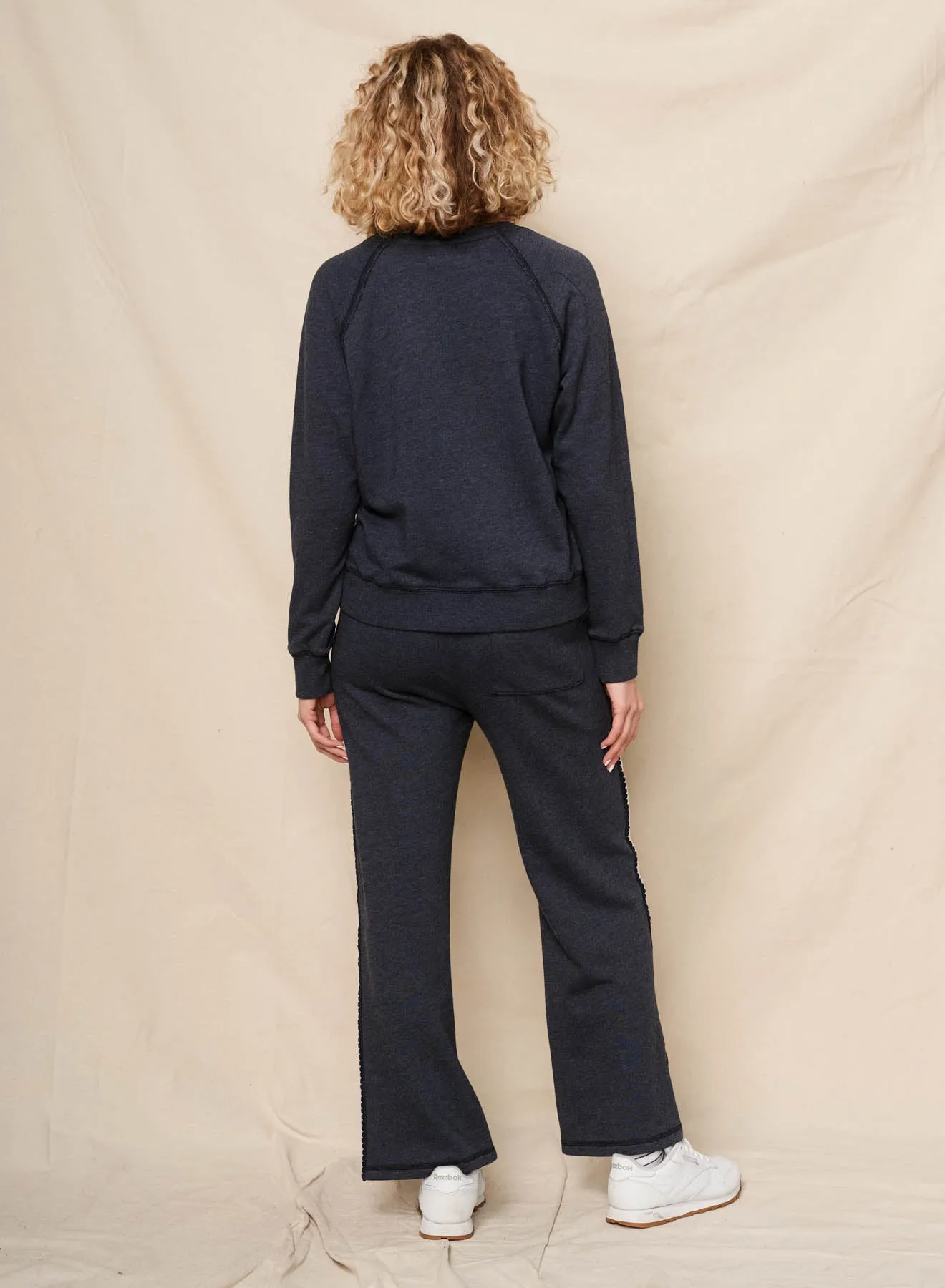 Sundry Amour Embroidery Sweatshirt & Lounge Pant in Deep Navy sold by Sundry product image thumbnail 3