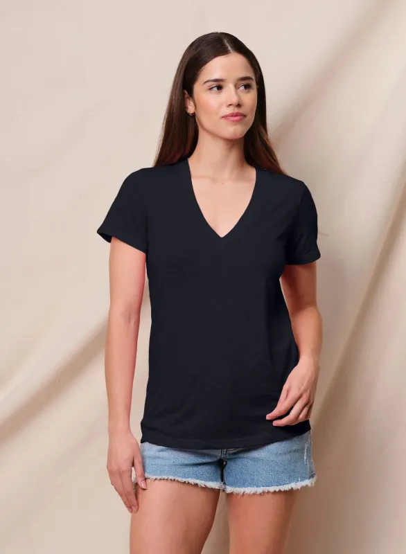 Sundry Deep V-Neck Tee in Deep Navy sold by Sundry