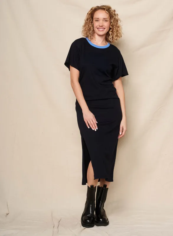 Sundry Ringer Tee Dress in Deep Navy sold by Sundry