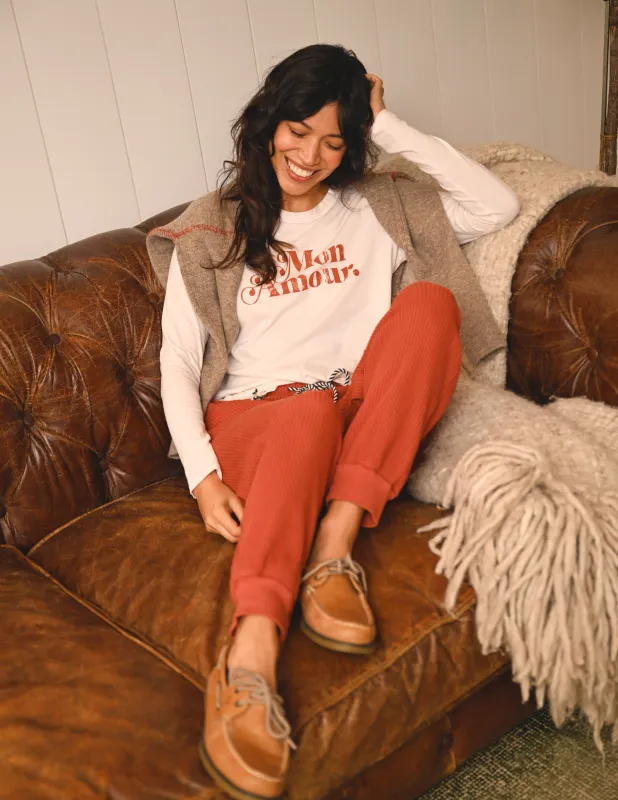 Sundry Crew with Baseball Stitching Sweater in Taupe sold by Sundry