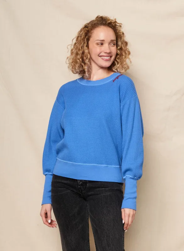 Sundry Bonjour Embroidery Oversized Popover in Lagoon Blue made by Sundry