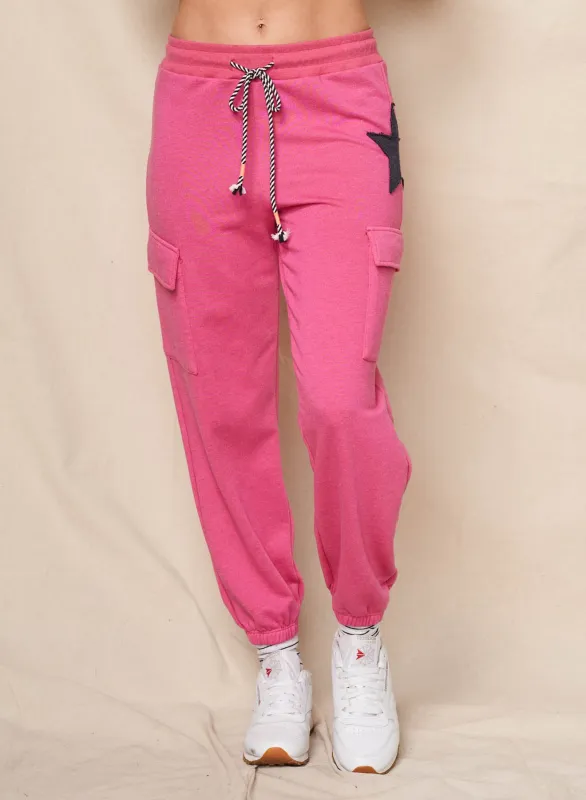 Sundry Cargo Sweatpant in Jazzy Rose made by Sundry