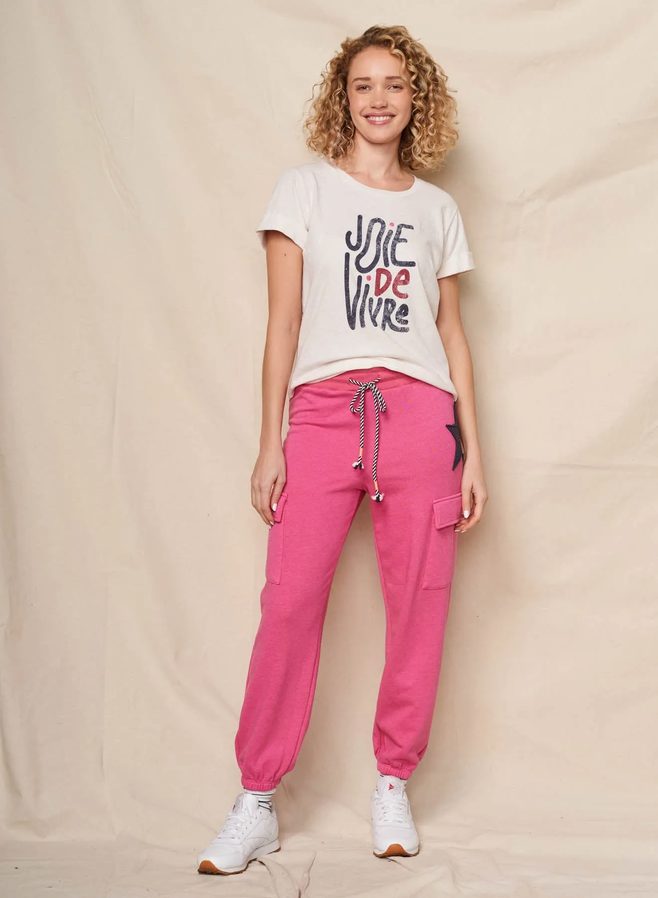 Sundry Joie De Vivre Rolled Sleeve Tee in Oyster sold by Sundry