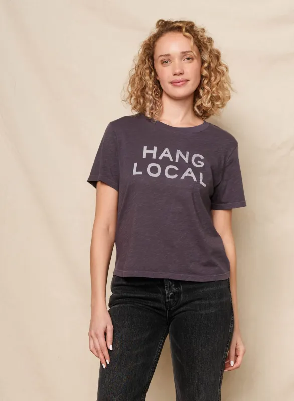 Sundry Hang Local Short Sleeve Boxy Crew Tee in Washed Black made by Sundry