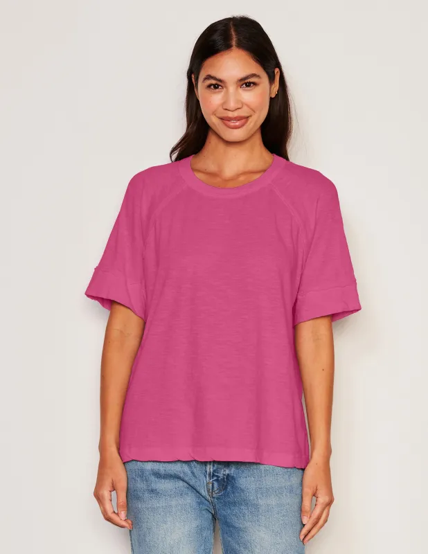 Sundry Boyfriend Tee in Cranberry made by Sundry
