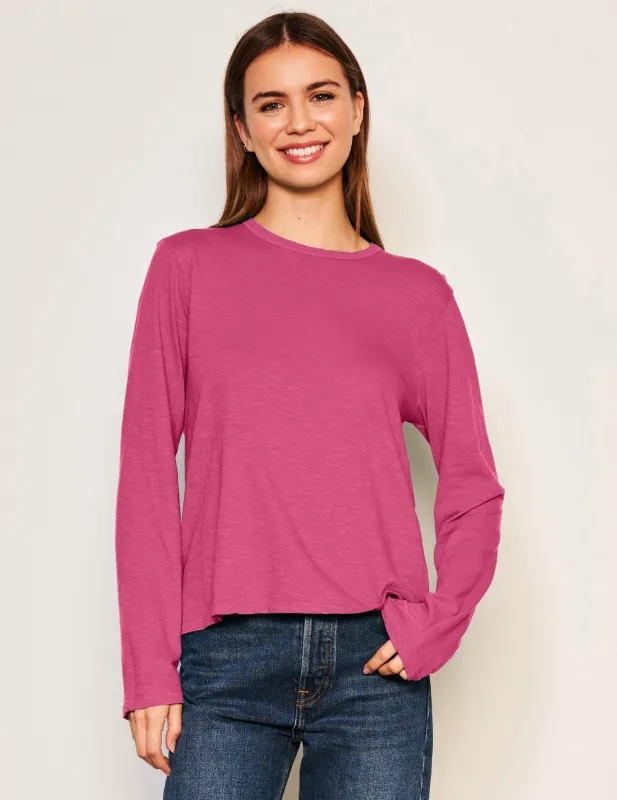 Sundry Long Sleeve Crew in Cranberry sold by Sundry