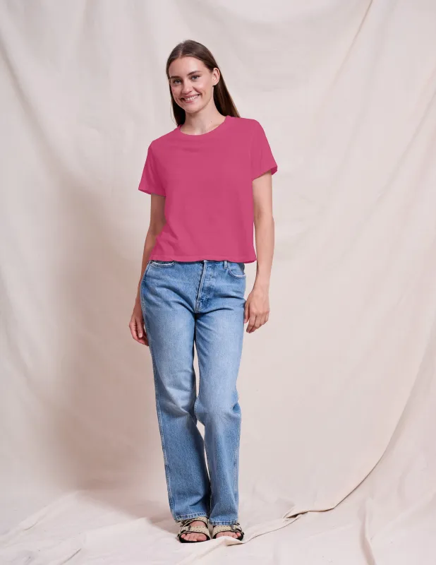 Sundry Crew Neck Tee in Cranberry sold by Sundry