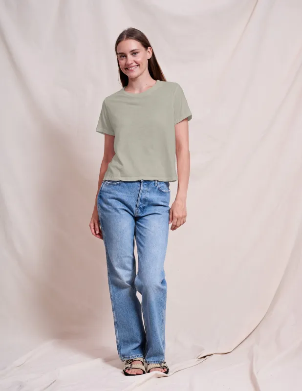 Sundry Crew Neck Tee in Olive Oil sold by Sundry