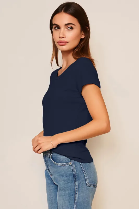 Sundry Rolled Sleeve Tee in Deep Navy sold by Sundry