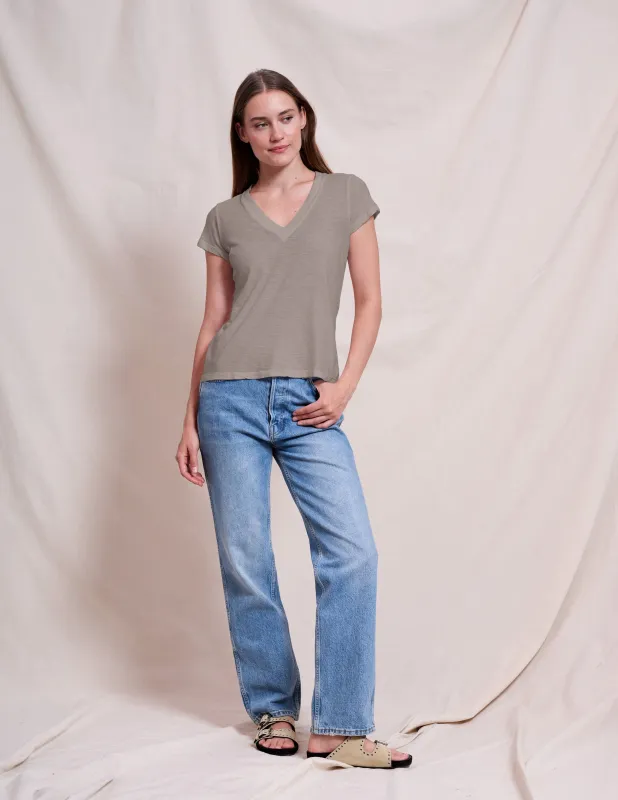 Sundry Deep V-Neck Tee in Fern sold by Sundry