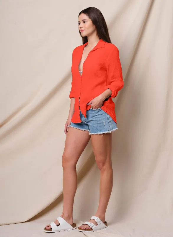 Sundry Classic Shirt in Bright Coral sold by Sundry