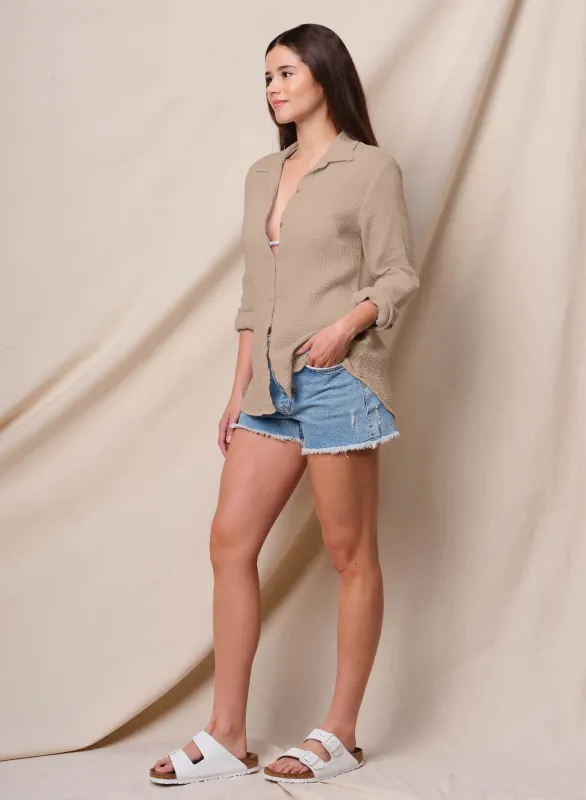 Sundry Classic Shirt in Taupe sold by Sundry