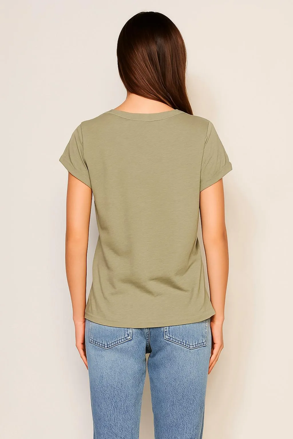 Sundry Rolled Sleeve Tee in Olive Oil sold by Sundry product image thumbnail 3
