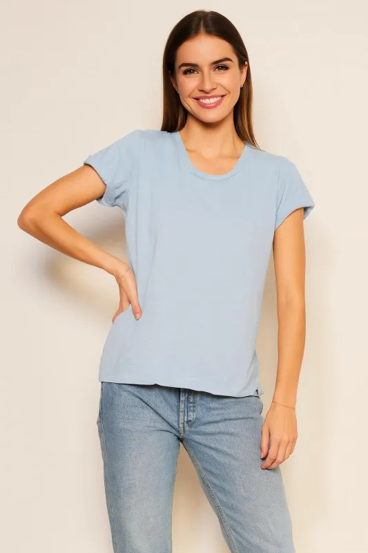 Sundry Rolled Sleeve Tee in Chambray sold by Sundry