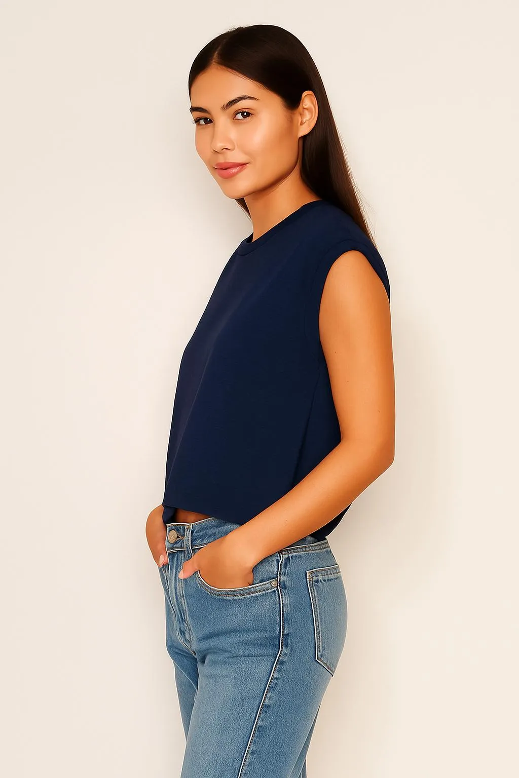 Sundry Muscle Tank in Deep Navy sold by Sundry