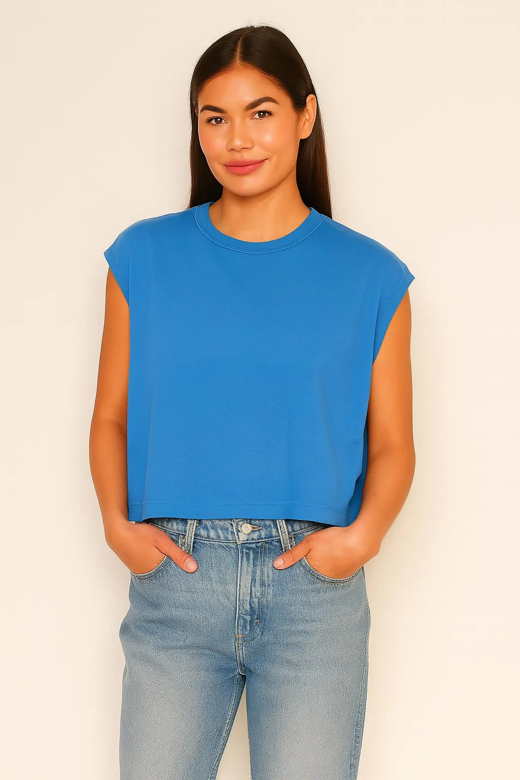 Sundry Muscle Tank in Lagoon Blue sold by Sundry