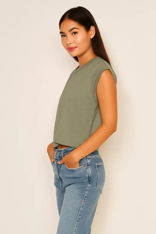 Sundry Muscle Tank in Fern sold by Sundry