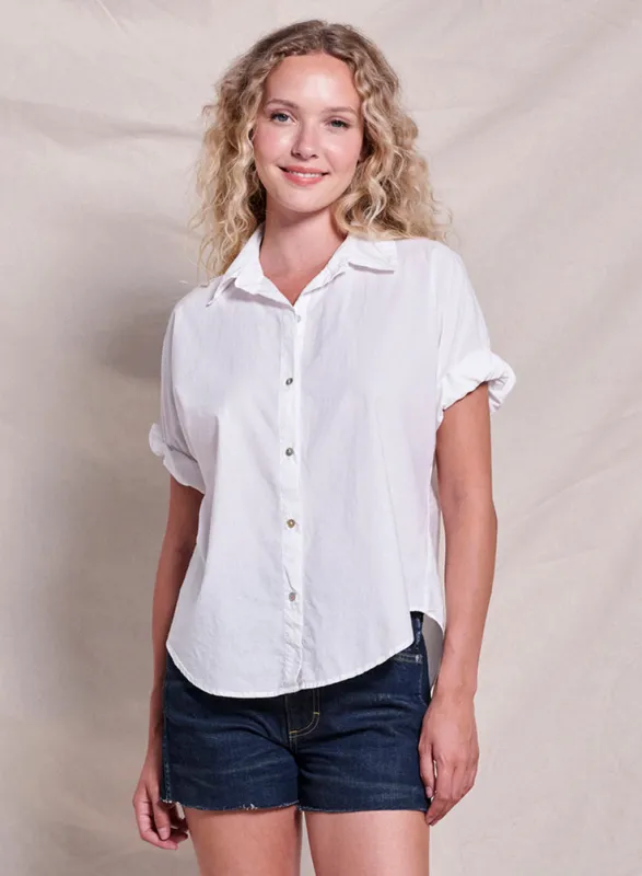 Sundry Roll Short Sleeve Shirt in Optic White sold by Sundry