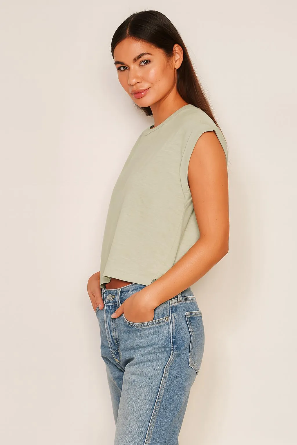 Sundry Muscle Tank in Olive Oil sold by Sundry product image thumbnail 2