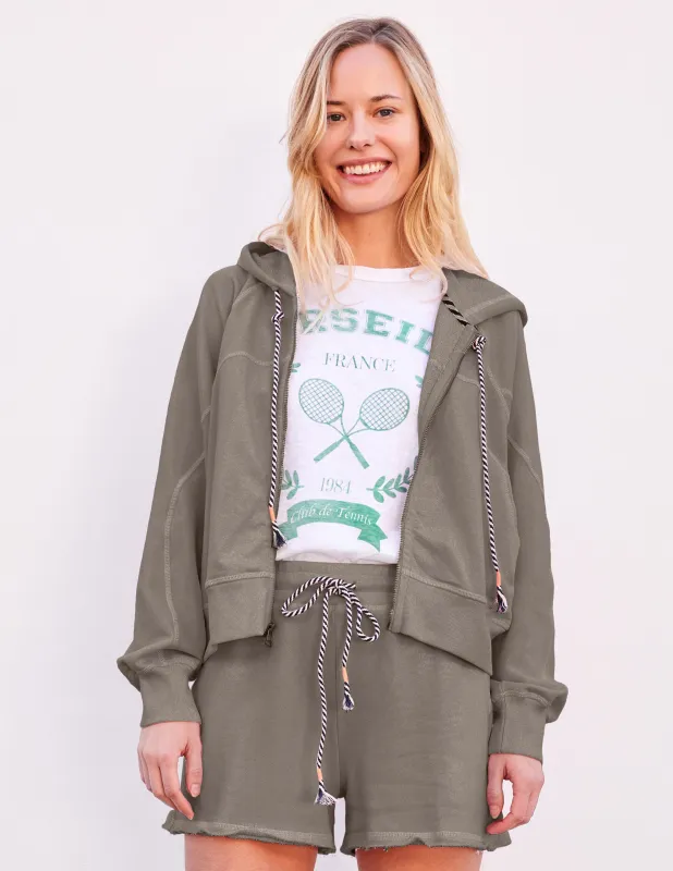 Sundry Horizon Zip Hoodie in Fern sold by Sundry