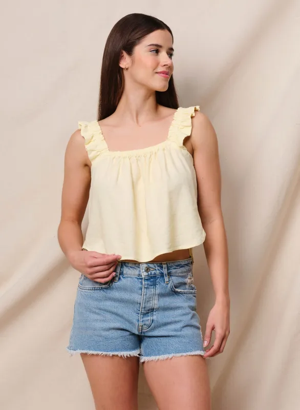 Sundry Linen Flutter Tank in Lemon Tint made by Sundry