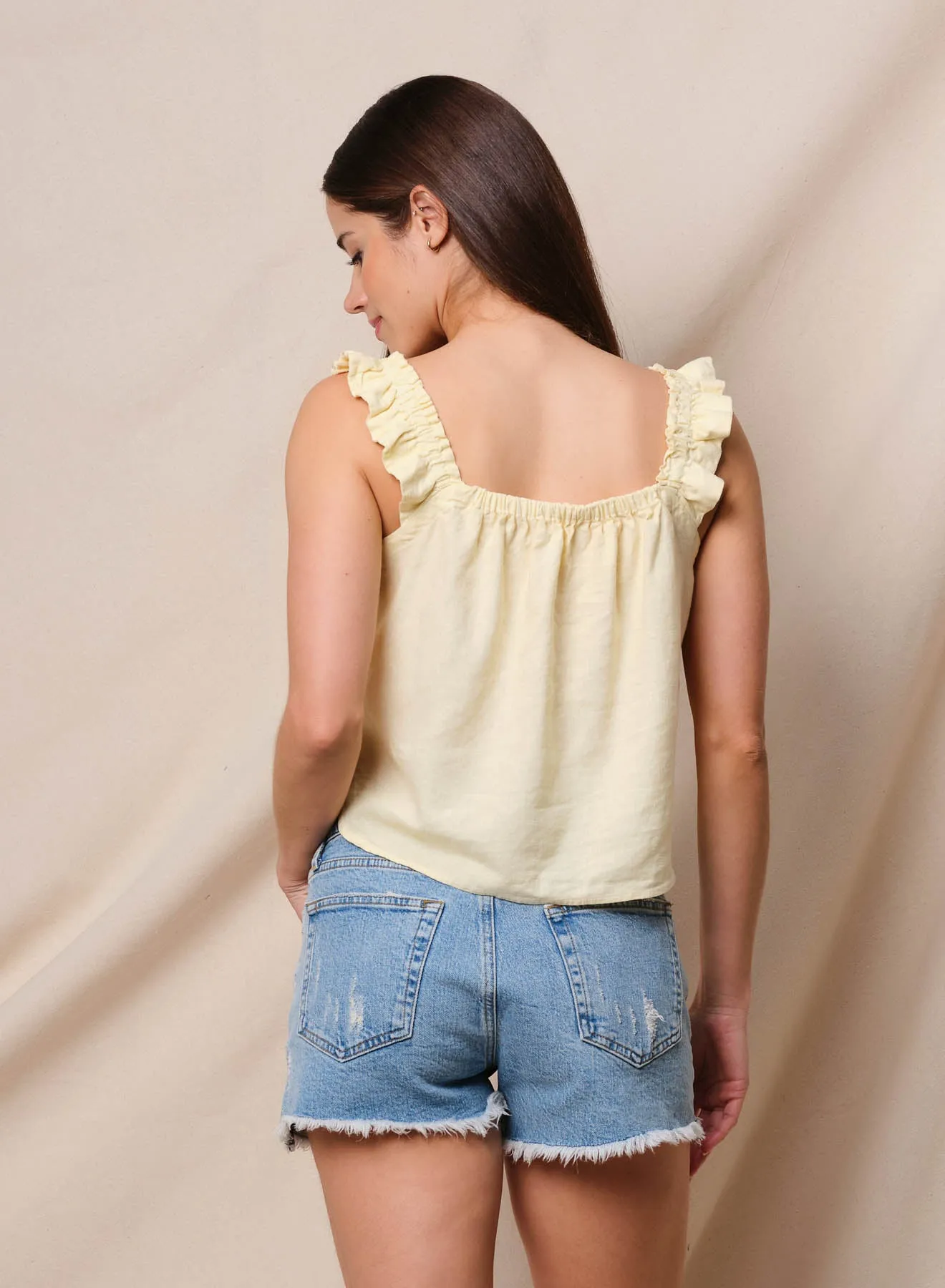 Sundry Linen Flutter Tank in Lemon Tint sold by Sundry product image thumbnail 3