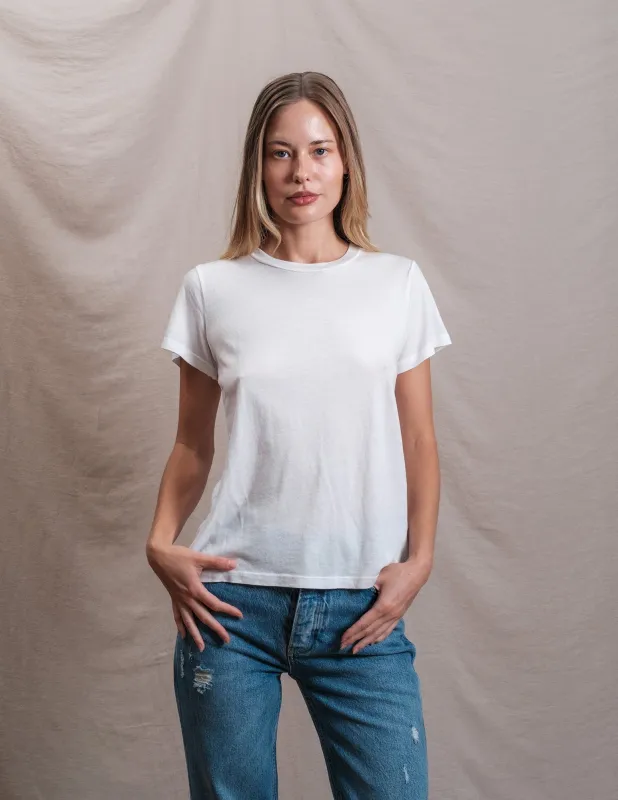 Butter Soft Short Sleeve Crew in White sold by Sundry