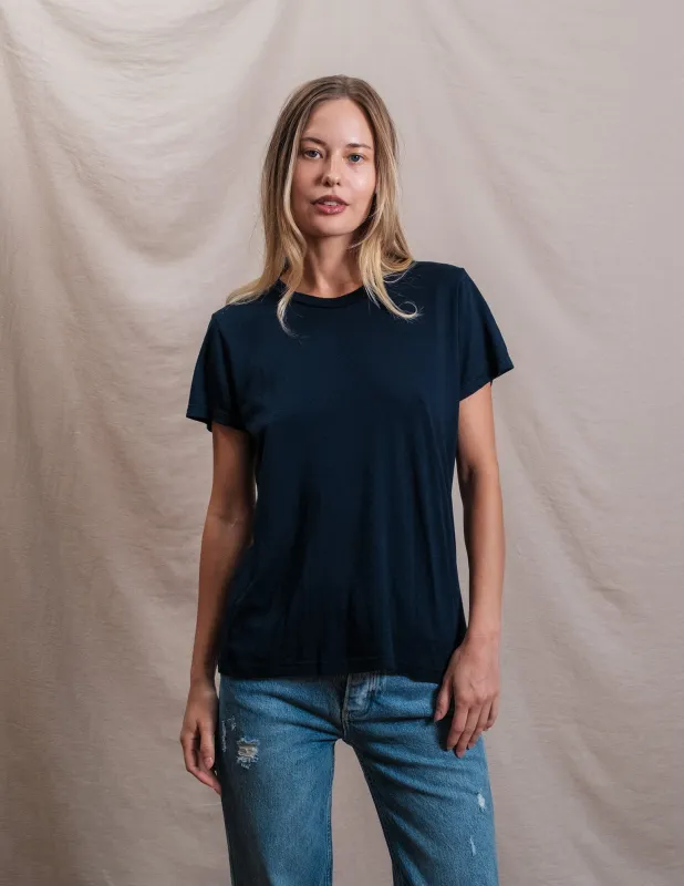 Butter Soft Short Sleeve Crew in Navy made by Sundry