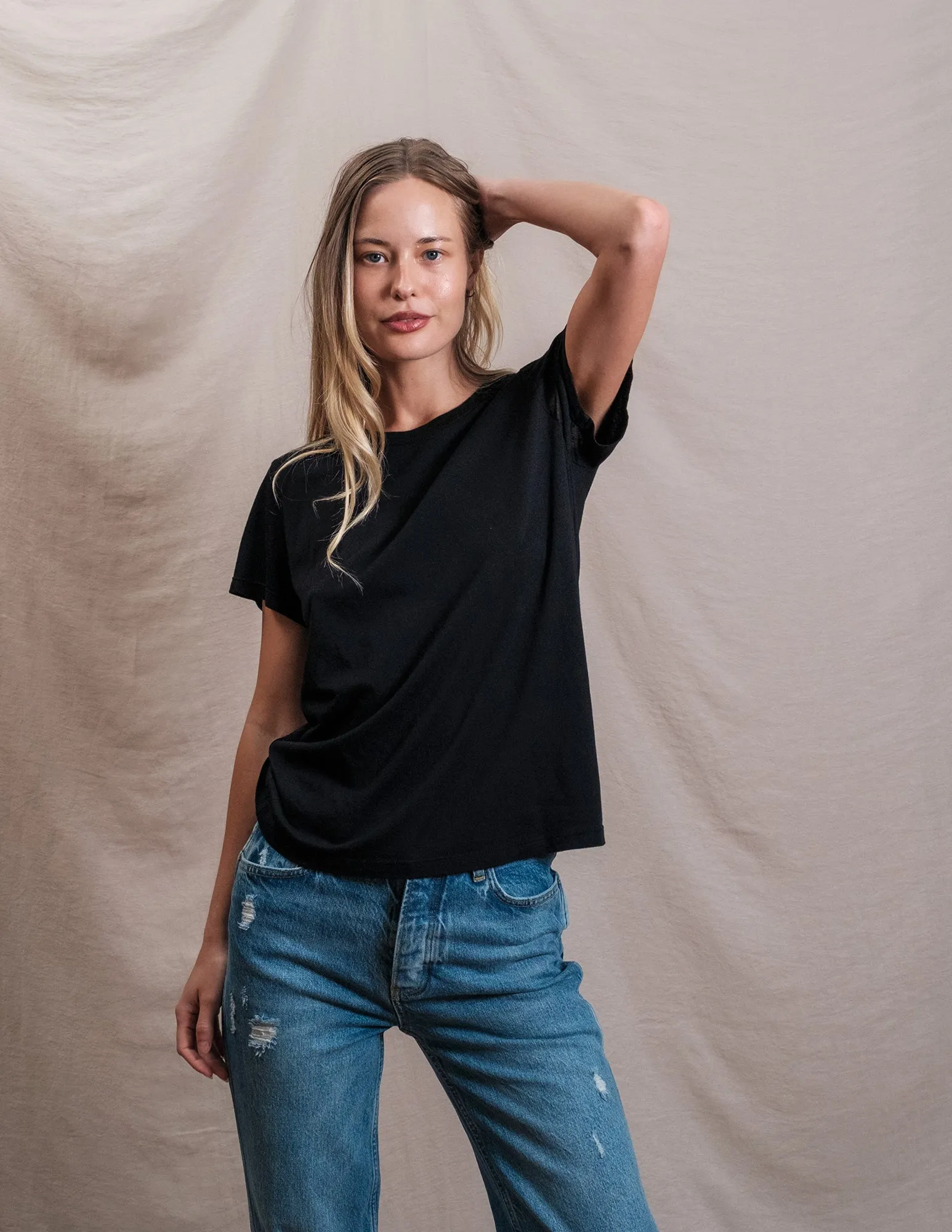 Butter Soft Short Sleeve Crew in Black sold by Sundry product image thumbnail 3