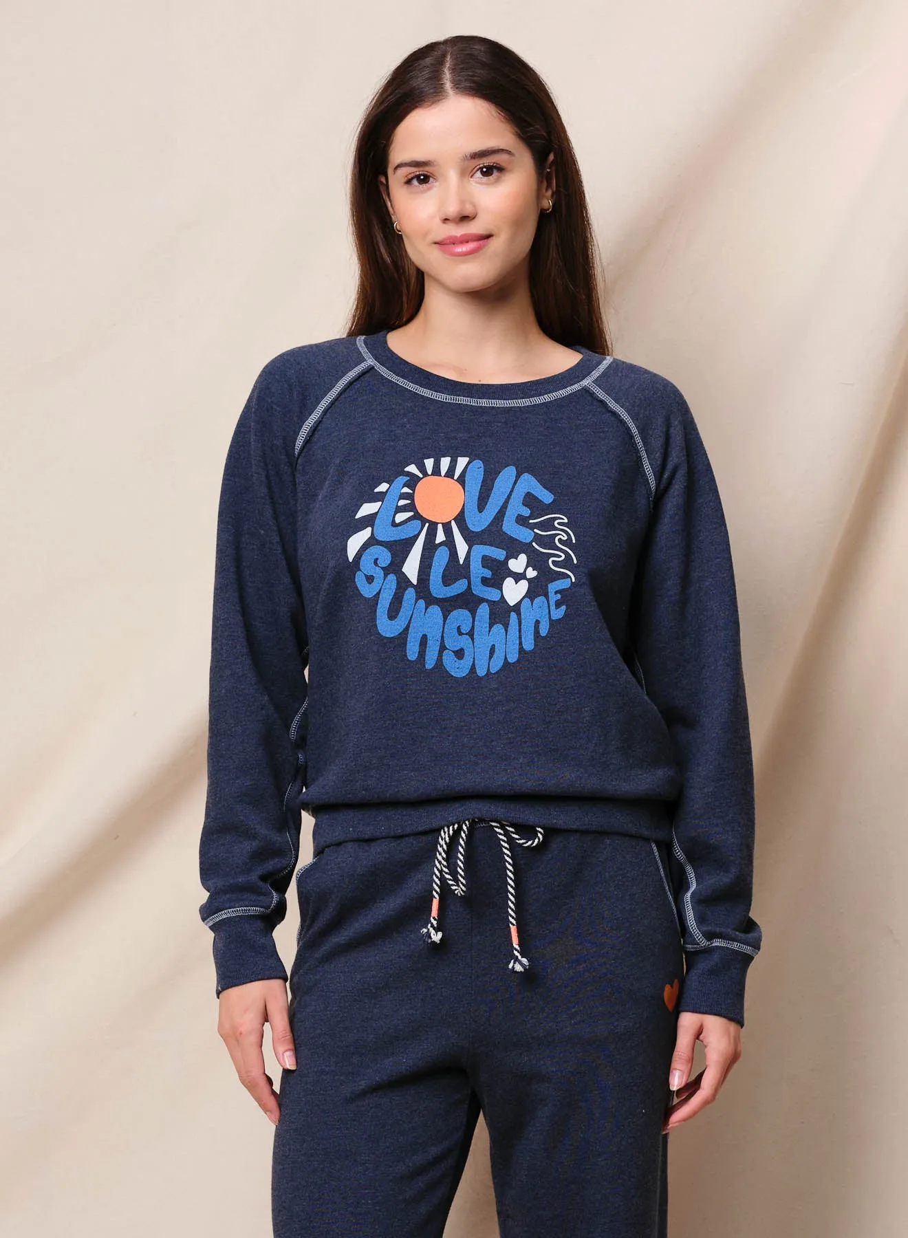 Sundry Sunshine Raglan Sweatshirt in Deep Navy sold by Sundry