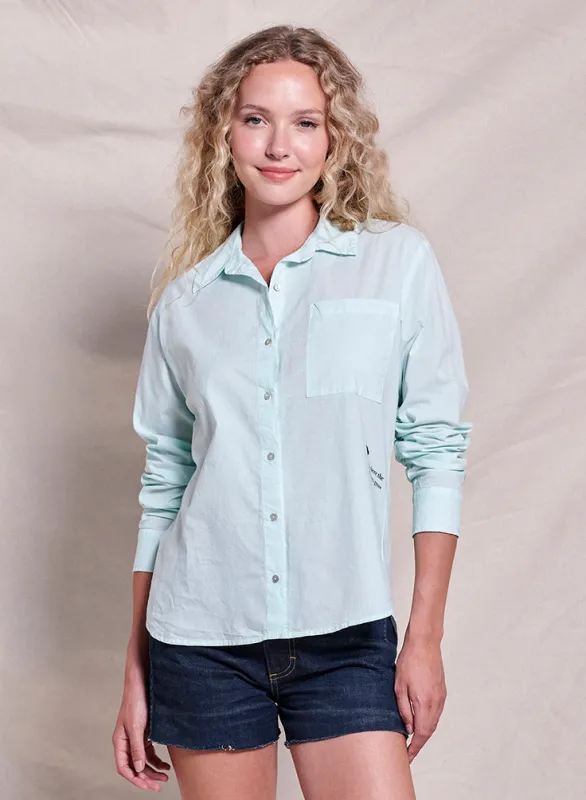Sundry Wildflowers Long Sleeve Button Down in Sheer Blue made by Sundry