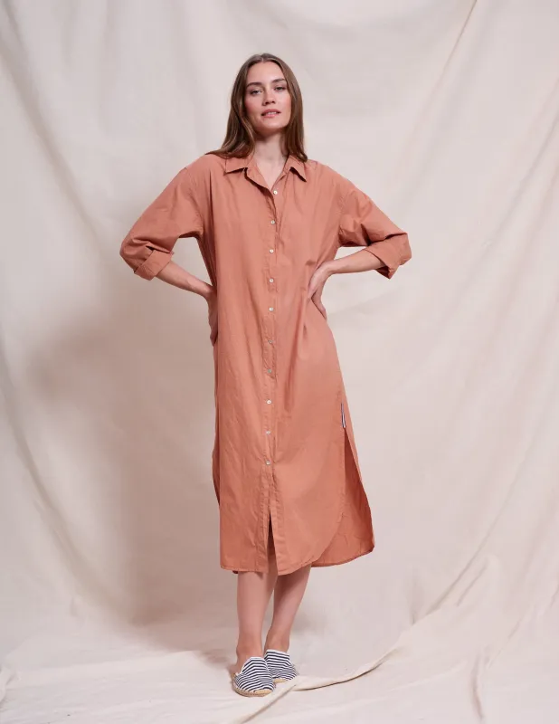 Sundry Midi Easy Shirt Dress in Vintage Rust sold by Sundry
