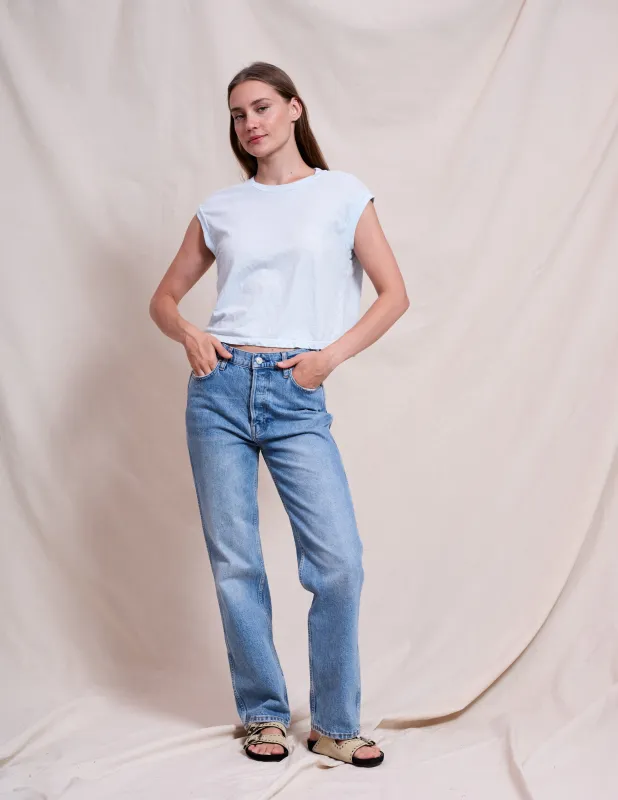 Sundry Muscle Tank in Icicle sold by Sundry