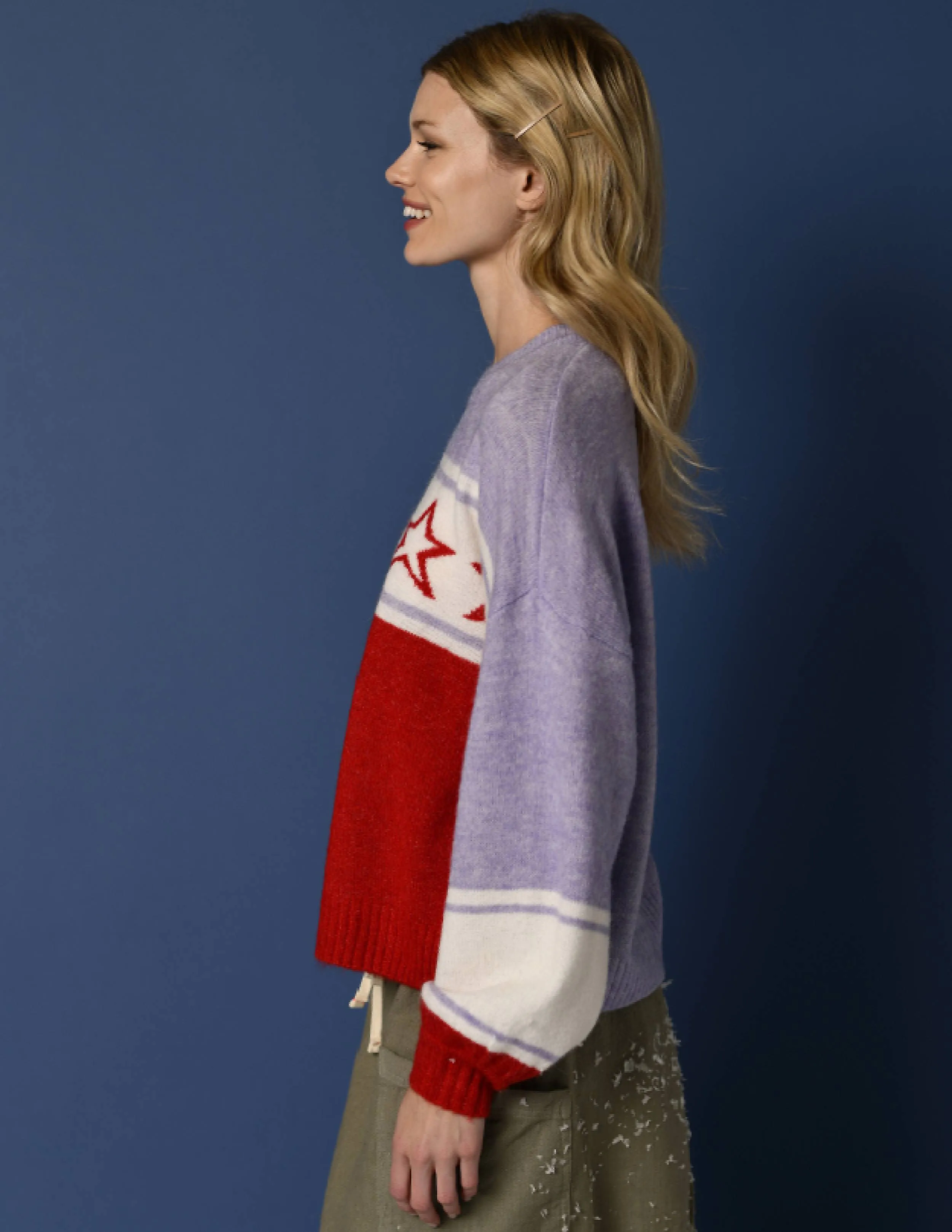 Sundry Star Intarsia Sweater in Flare Red sold by Sundry product image thumbnail 3