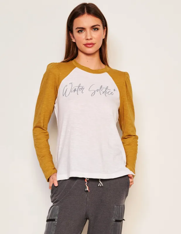 Sundry Winter Solstice Long Sleeve Contrast Sleeve Tee in Optic White sold by Sundry