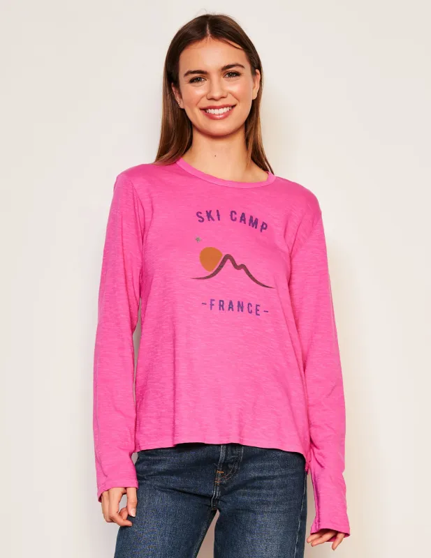 Sundry Ski Camp Long Sleeve Crew in Fuscia Gem sold by Sundry