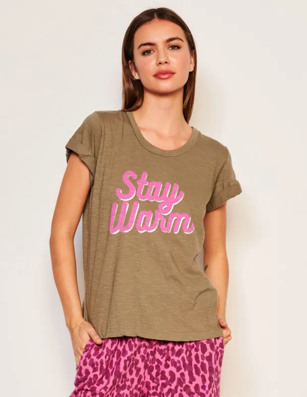 Sundry Stay Warm Rolled Sleeve Tee in Fern sold by Sundry