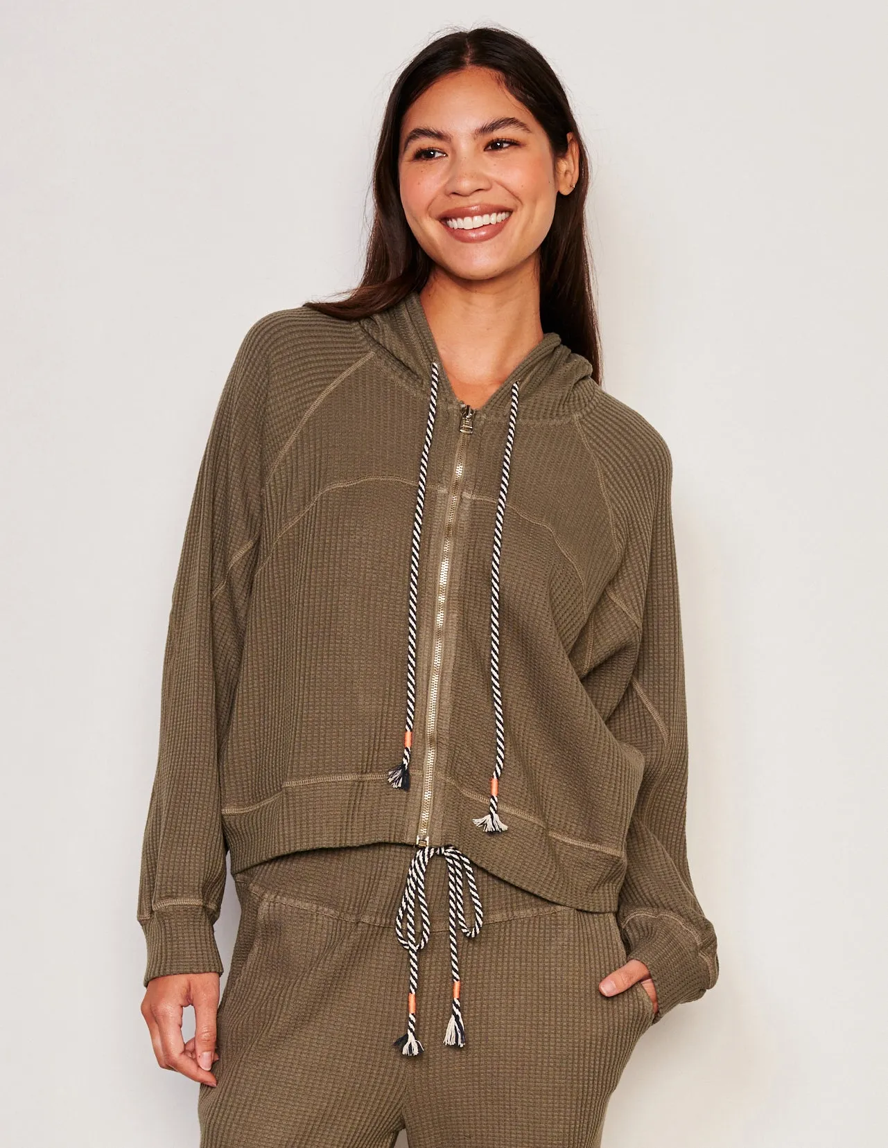 Sundry Seamed Zip Hoodie in Fern sold by Sundry