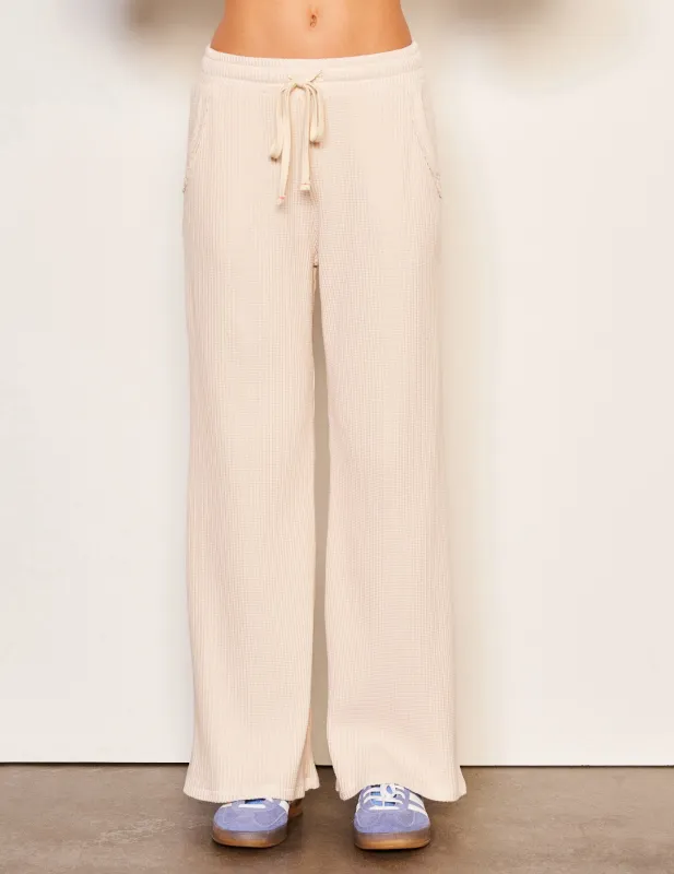Sundry Thermal Wide Leg Pant in Oyster sold by Sundry