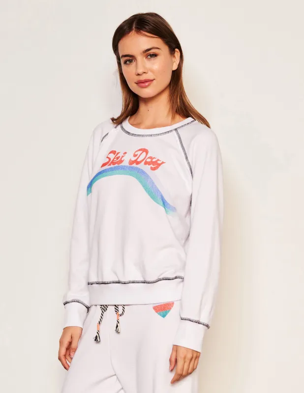 Sundry Ski Day Raglan Sweatshirt in Optic White sold by Sundry