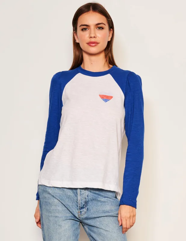 Sundry Heart Long Sleeve Contrast Sleeve Tee in Symphony sold by Sundry