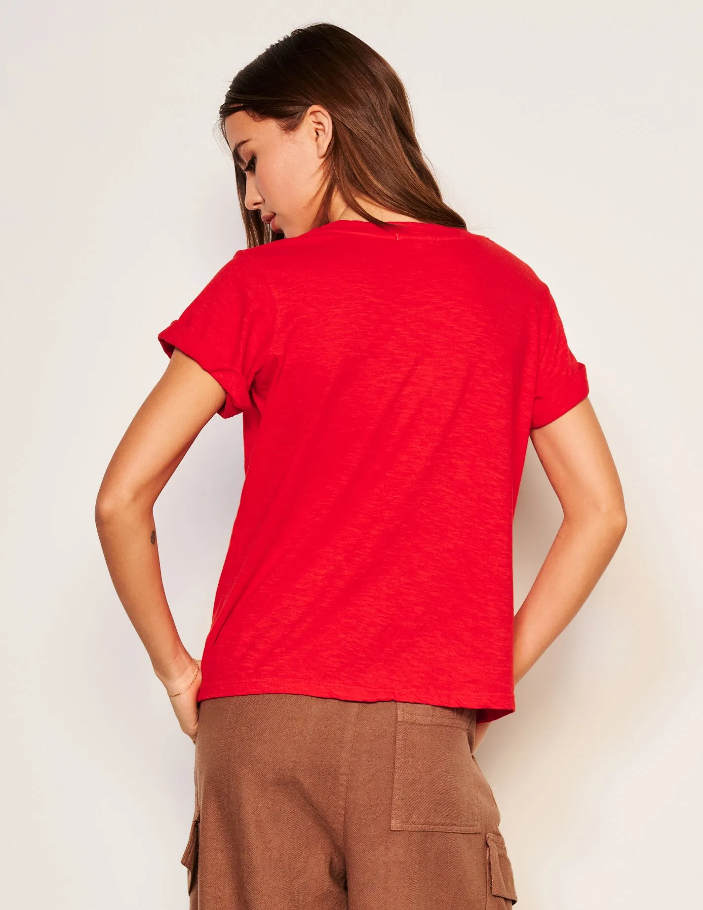 Sundry Sweater Weather Rolled Sleeve Tee in Flare Red sold by Sundry product image thumbnail 3