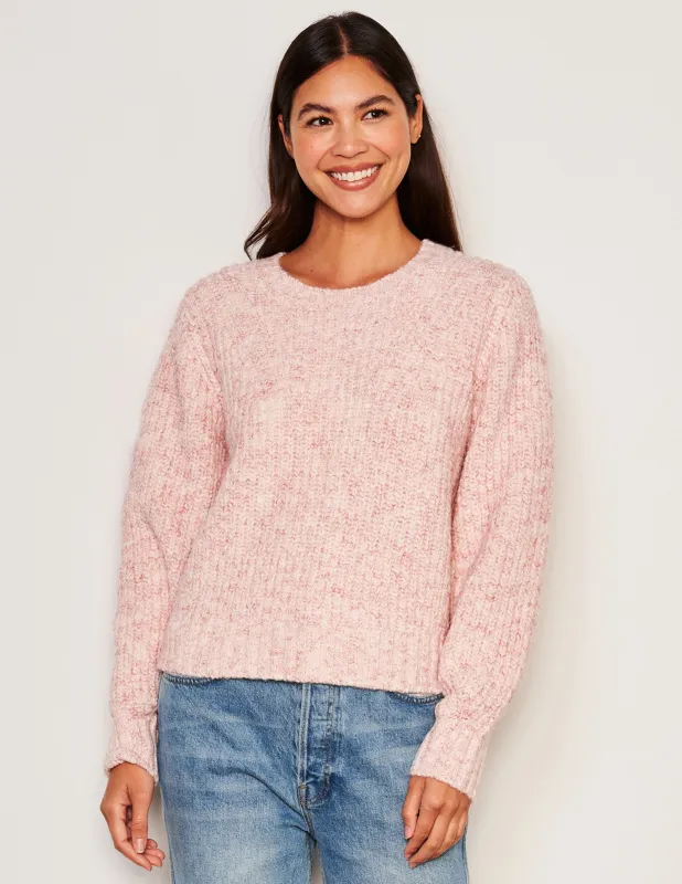 Sundry Rib Transfer Crew Neck Sweater in Guava sold by Sundry