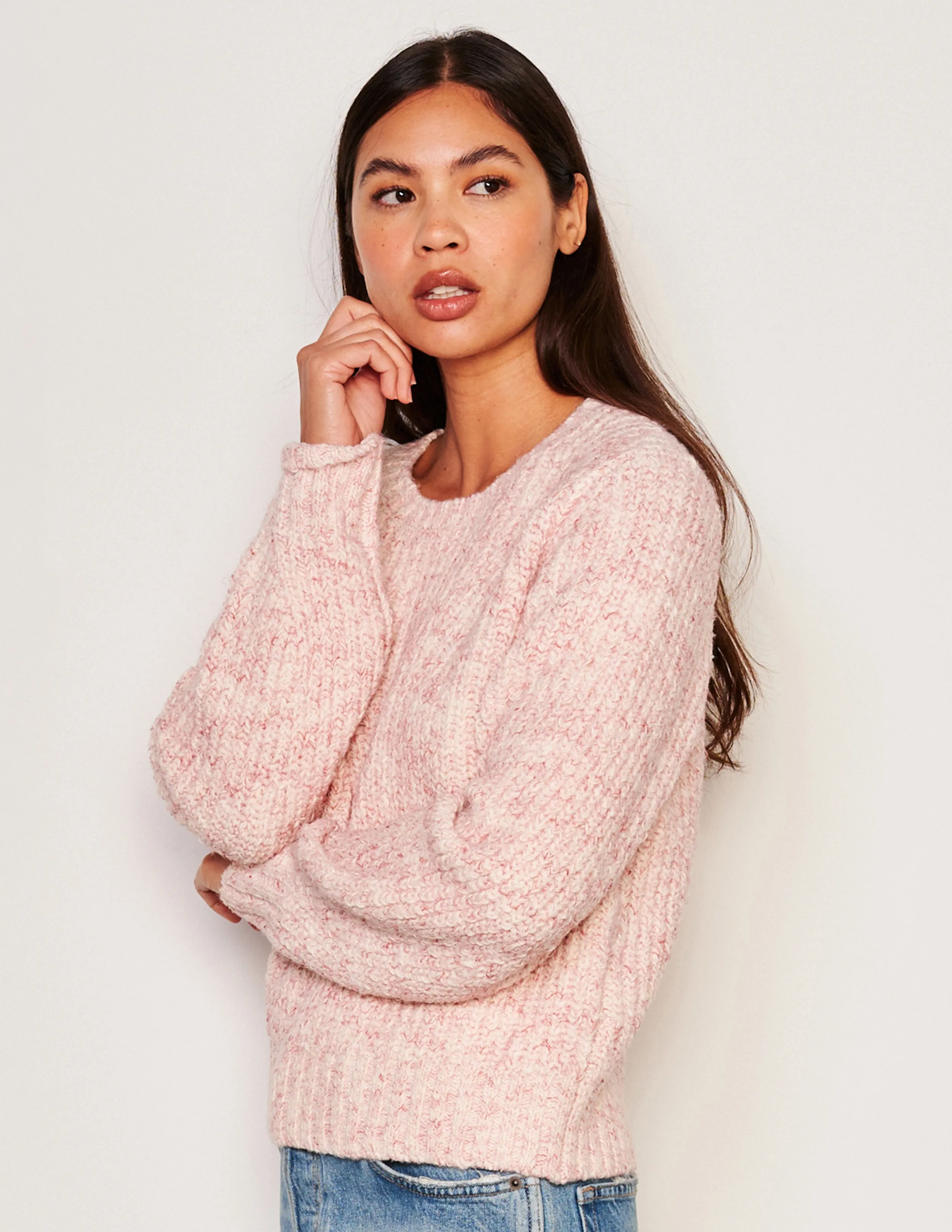 Sundry Rib Transfer Crew Neck Sweater in Guava sold by Sundry product image thumbnail 2