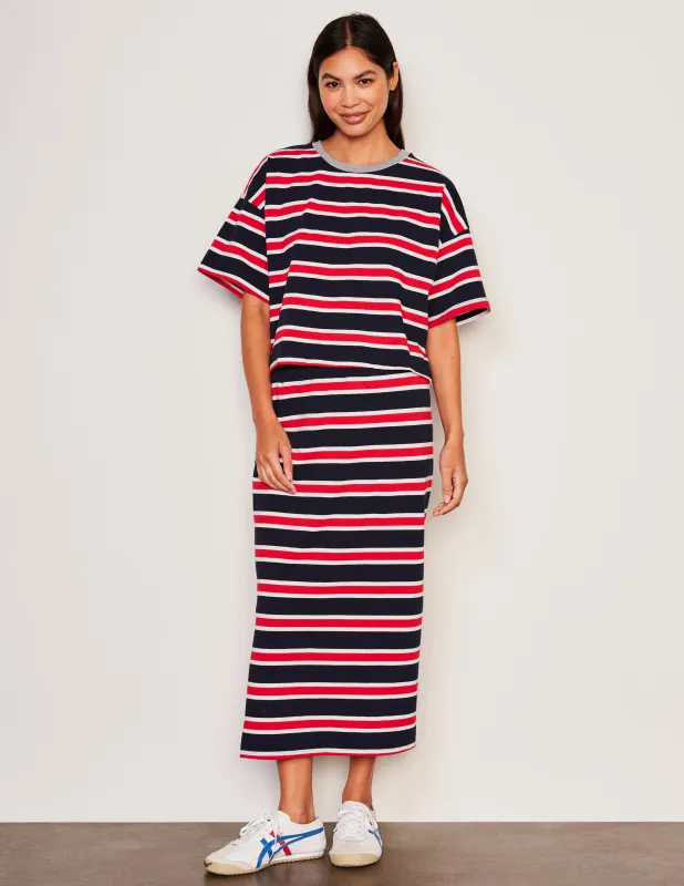 Sundry Midi Side Slit Skirt in Flare Red sold by Sundry