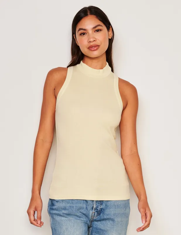Sundry Mock Neck Tank in Yellow Fade sold by Sundry