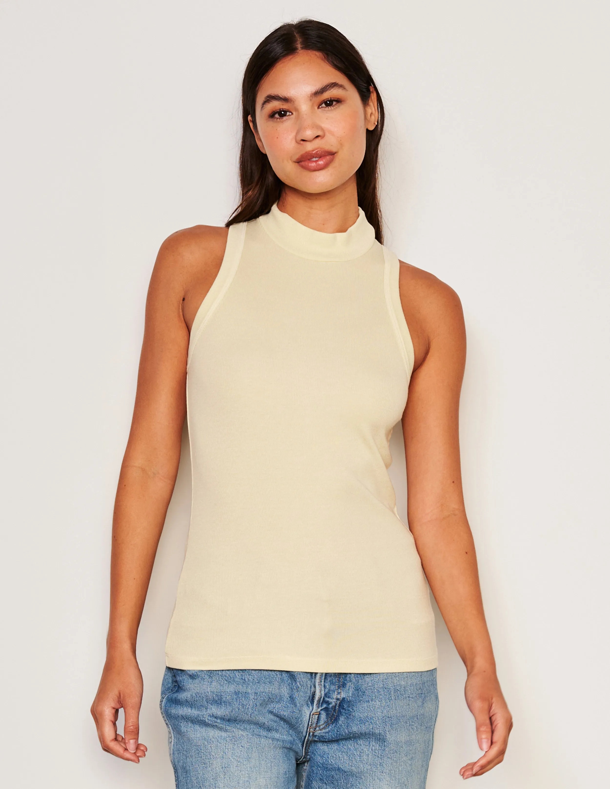 Sundry Mock Neck Tank in Yellow Fade sold by Sundry